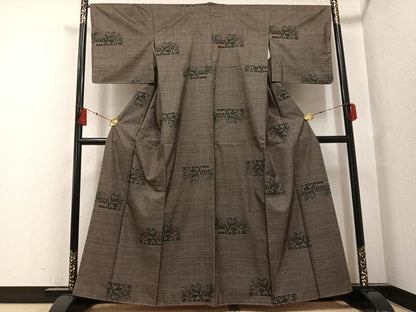 平和屋着物●本場大島紬 カタス7マルキ 草花文 正絹 逸品 未使用 AABF8123ph