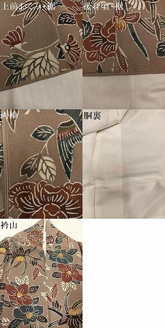 平和屋着物●上質な小紋 紅型 作家物 花鳥舞蝶文 正絹 逸品 AABF8129ph