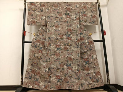 平和屋着物●上質な小紋 紅型 作家物 花鳥舞蝶文 正絹 逸品 AABF8129ph