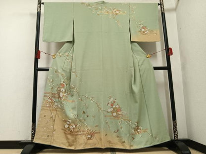 平和屋着物●訪問着 雪輪枝花文 暈し染め 金彩 正絹 逸品 AABF8133ph