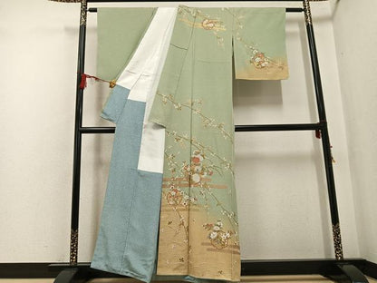 平和屋着物●訪問着 雪輪枝花文 暈し染め 金彩 正絹 逸品 AABF8133ph