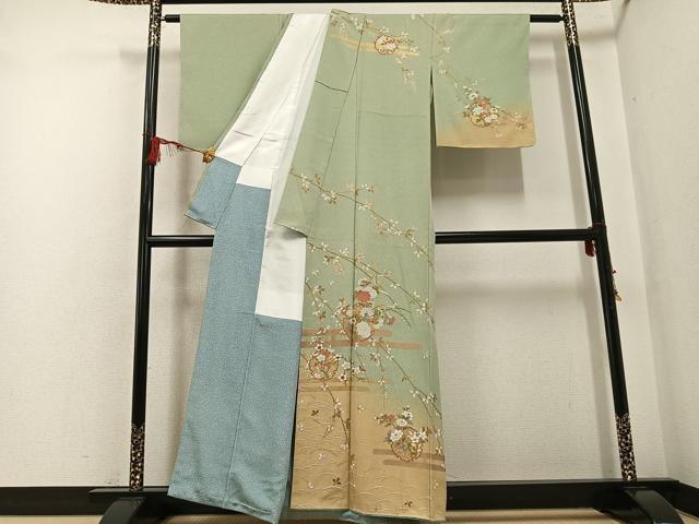 平和屋着物●訪問着 雪輪枝花文 暈し染め 金彩 正絹 逸品 AABF8133ph