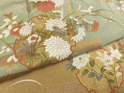 平和屋着物●訪問着 雪輪枝花文 暈し染め 金彩 正絹 逸品 AABF8133ph