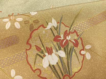 平和屋着物●訪問着 雪輪枝花文 暈し染め 金彩 正絹 逸品 AABF8133ph