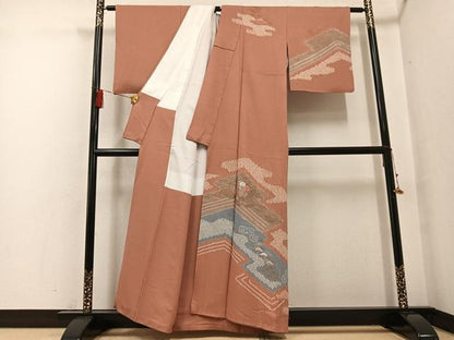 平和屋着物●訪問着 絞り 刺繍 草花文 金彩 正絹 逸品 AABF8134ph