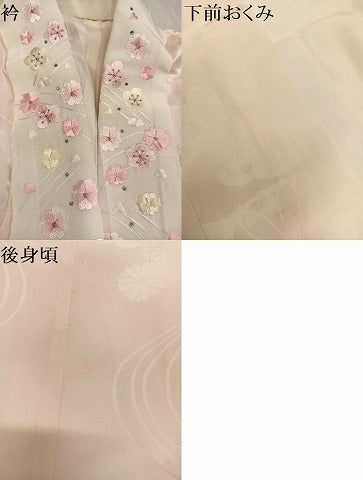 平和屋着物●振袖用長襦袢 袷 花地紋 暈し染め 半衿刺繍 正絹 逸品 AABF8136ph