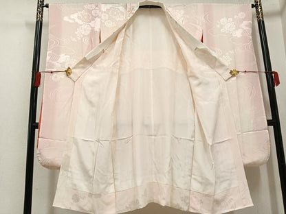 平和屋着物●振袖用長襦袢 袷 花地紋 暈し染め 半衿刺繍 正絹 逸品 AABF8136ph