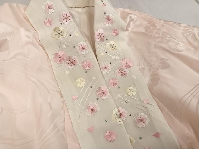 平和屋着物●振袖用長襦袢 袷 花地紋 暈し染め 半衿刺繍 正絹 逸品 AABF8136ph