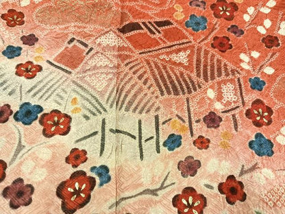 平和屋着物●豪華振袖 総絞り 松竹梅 風景草花文 金彩 正絹 逸品 AABF8137ph