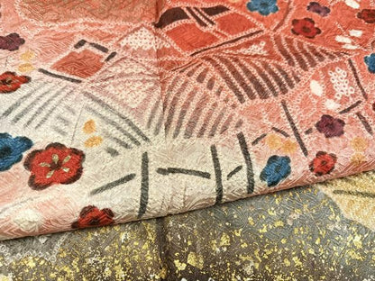 平和屋着物●豪華振袖 総絞り 松竹梅 風景草花文 金彩 正絹 逸品 AABF8137ph
