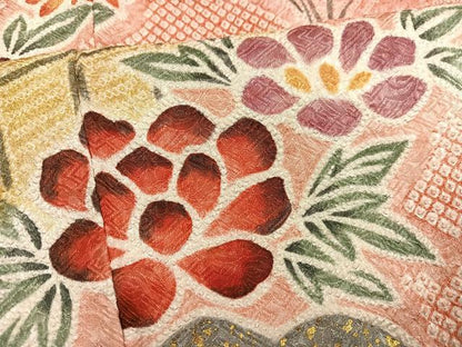 平和屋着物●豪華振袖 総絞り 松竹梅 風景草花文 金彩 正絹 逸品 AABF8137ph