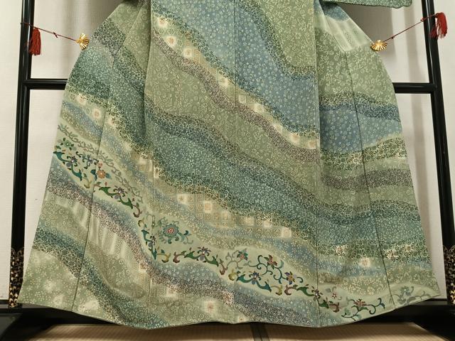 平和屋着物●訪問着 花唐草文 暈し染め 正絹 逸品 AABF8138ph