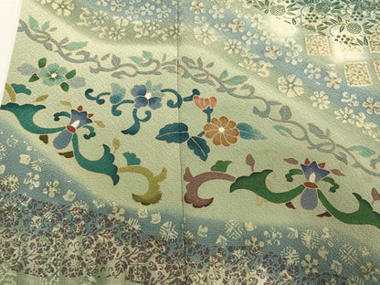 平和屋着物●訪問着 花唐草文 暈し染め 正絹 逸品 AABF8138ph