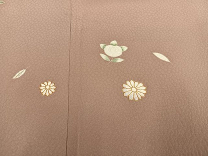 平和屋着物●訪問着 駒刺繍 草花文 正絹 逸品 AABF8141ph