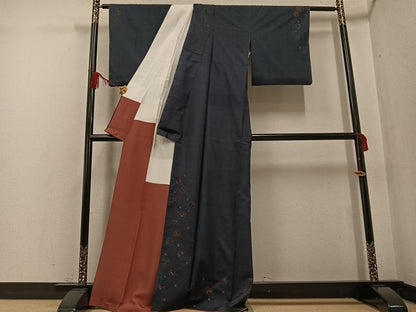平和屋着物●訪問着 本場大島紬 一元7マルキ 絞り 草花文 正絹 逸品 AABF8142ph