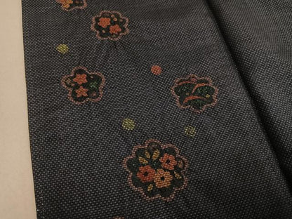平和屋着物●訪問着 本場大島紬 一元7マルキ 絞り 草花文 正絹 逸品 AABF8142ph