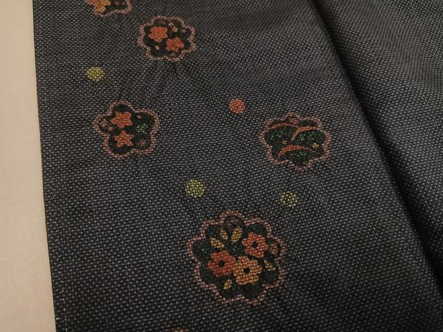 平和屋着物●訪問着 本場大島紬 一元7マルキ 絞り 草花文 正絹 逸品 AABF8142ph