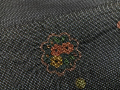 平和屋着物●訪問着 本場大島紬 一元7マルキ 絞り 草花文 正絹 逸品 AABF8142ph