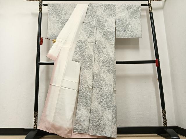 平和屋着物●本場大島紬 白大島 緯総絣 風景樹林文 正絹 逸品 AABF8144ph