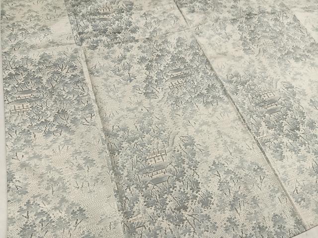 平和屋着物●本場大島紬 白大島 緯総絣 風景樹林文 正絹 逸品 AABF8144ph