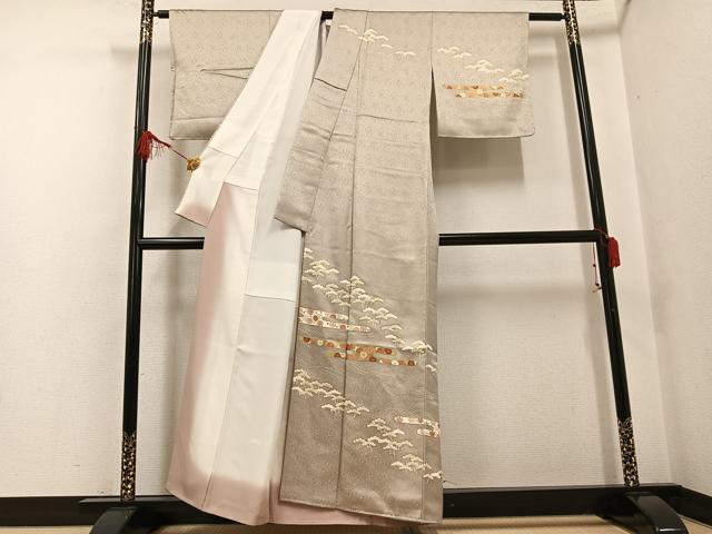 平和屋着物●訪問着 友禅 駒刺繍 エ霞草花文 金彩 正絹 逸品 AABF8145ph