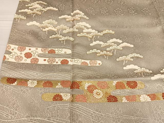 平和屋着物●訪問着 友禅 駒刺繍 エ霞草花文 金彩 正絹 逸品 AABF8145ph