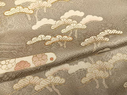 平和屋着物●訪問着 友禅 駒刺繍 エ霞草花文 金彩 正絹 逸品 AABF8145ph