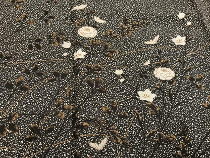 平和屋着物●訪問着 草花文 黒地 金彩 伊勢丹扱い 正絹 逸品 AABF8147ph