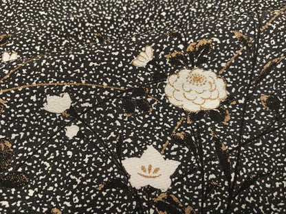 平和屋着物●訪問着 草花文 黒地 金彩 伊勢丹扱い 正絹 逸品 AABF8147ph