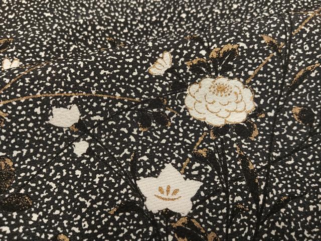 平和屋着物●訪問着 草花文 黒地 金彩 伊勢丹扱い 正絹 逸品 AABF8147ph