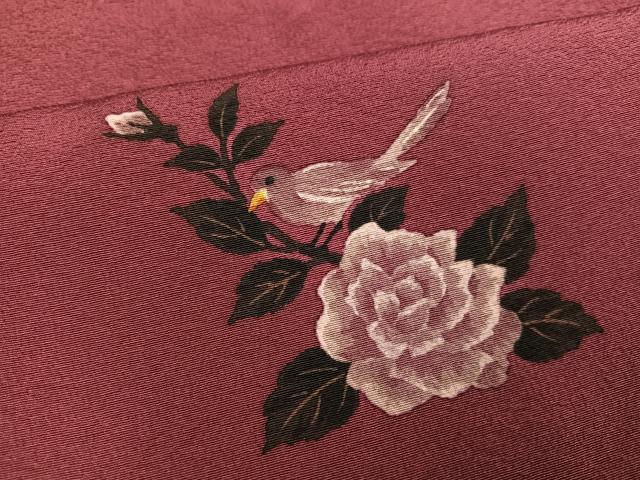平和屋着物●訪問着 花鳥文 薔薇 正絹 逸品 未使用 AABF8148ph