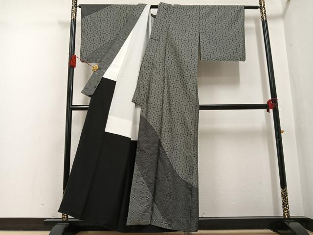 平和屋着物●お召 訪問着 舞蝶流線文 正絹 逸品 AABF8150ph