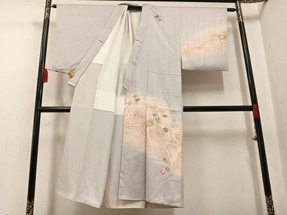 平和屋着物●男性 訪問着 刺繍 宝尽くし 暈し染め 金銀彩 正絹 逸品 AABF8158ph