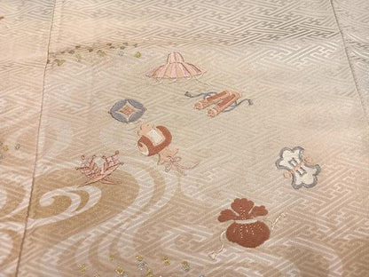 平和屋着物●男性 訪問着 刺繍 宝尽くし 暈し染め 金銀彩 正絹 逸品 AABF8158ph