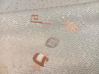 平和屋着物●男性 訪問着 刺繍 宝尽くし 暈し染め 金銀彩 正絹 逸品 AABF8158ph