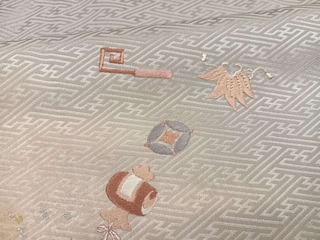 平和屋着物●男性 訪問着 刺繍 宝尽くし 暈し染め 金銀彩 正絹 逸品 AABF8158ph