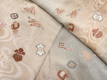 平和屋着物●男性 訪問着 刺繍 宝尽くし 暈し染め 金銀彩 正絹 逸品 AABF8158ph