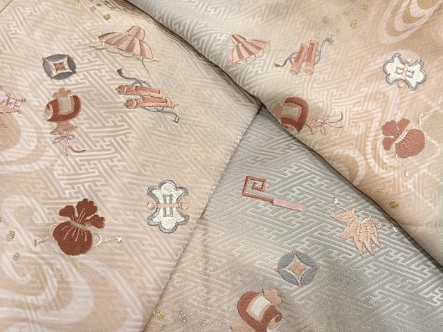 平和屋着物●男性 訪問着 刺繍 宝尽くし 暈し染め 金銀彩 正絹 逸品 AABF8158ph