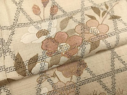 平和屋着物●本場結城紬 重要無形文化財 訪問着 手描き 100亀甲 枝花文 金彩 銀座おゝぎ屋扱い 正絹 逸品 AABF8159ph