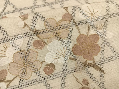 平和屋着物●本場結城紬 重要無形文化財 訪問着 手描き 100亀甲 枝花文 金彩 銀座おゝぎ屋扱い 正絹 逸品 AABF8159ph