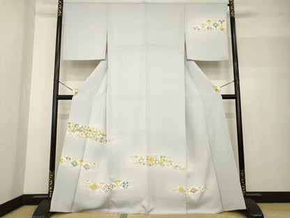 平和屋着物●訪問着　友禅　横段七宝花文　暈し染め　三越扱い　丹後ちりめん　反端付き　正絹　逸品　AABF8161ck