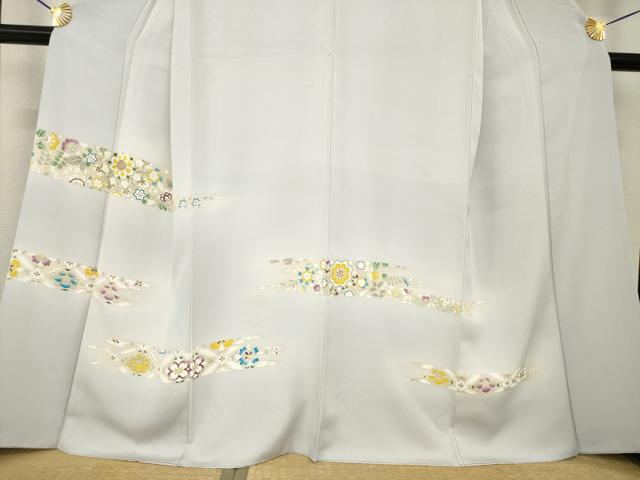 平和屋着物●訪問着　友禅　横段七宝花文　暈し染め　三越扱い　丹後ちりめん　反端付き　正絹　逸品　AABF8161ck