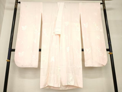 平和屋着物●振袖用長襦袢 無双仕立て 舞蝶文 暈し染め 正絹 逸品 AABF8167ck