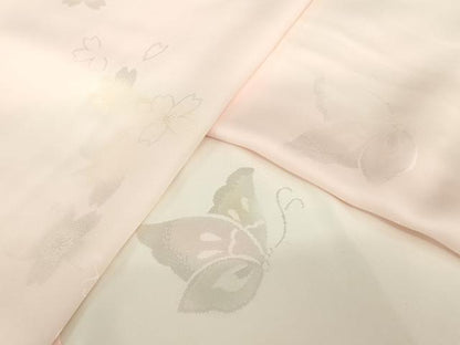 平和屋着物●振袖用長襦袢 無双仕立て 舞蝶文 暈し染め 正絹 逸品 AABF8167ck