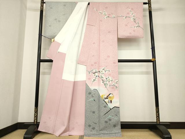 平和屋着物●人間国宝　羽田登喜男　TOKIOetTOKI　訪問着　鴛鴦花文　暈し染め　金銀彩　正絹　逸品　AABF8169ck