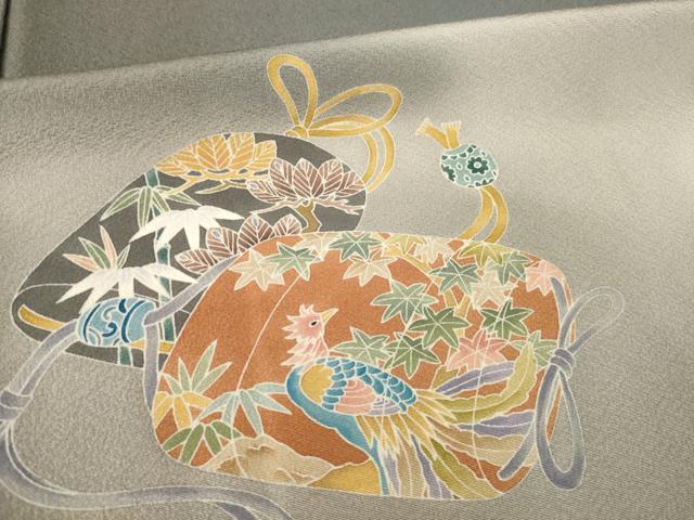 平和屋着物●十日町 加賀草木友禅の第一人者 田村哲彦 訪問着 印籠 正絹 逸品 AABF8171ck