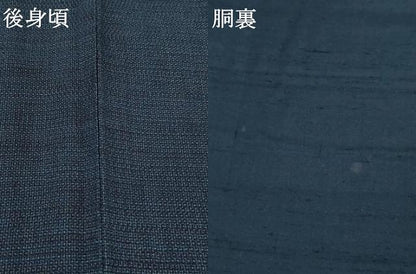 平和屋着物●男性　綿薩摩　東郷織物謹製　手織　160亀甲　實篤　永江明夫(正藍染)　160亀甲　綿　逸品　AABF8172ck