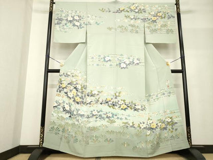 平和屋着物●訪問着 友禅 作家物 枝花文 正絹 逸品 AABF8173ck