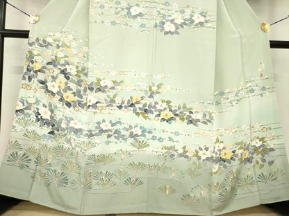 平和屋着物●訪問着 友禅 作家物 枝花文 正絹 逸品 AABF8173ck