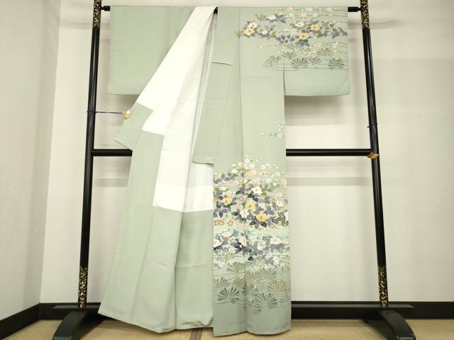 平和屋着物●訪問着 友禅 作家物 枝花文 正絹 逸品 AABF8173ck